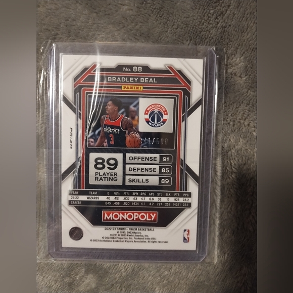 Bradley Beal RARE Numbered Prizm Monopoly NBA Card - Picture 2 of 4